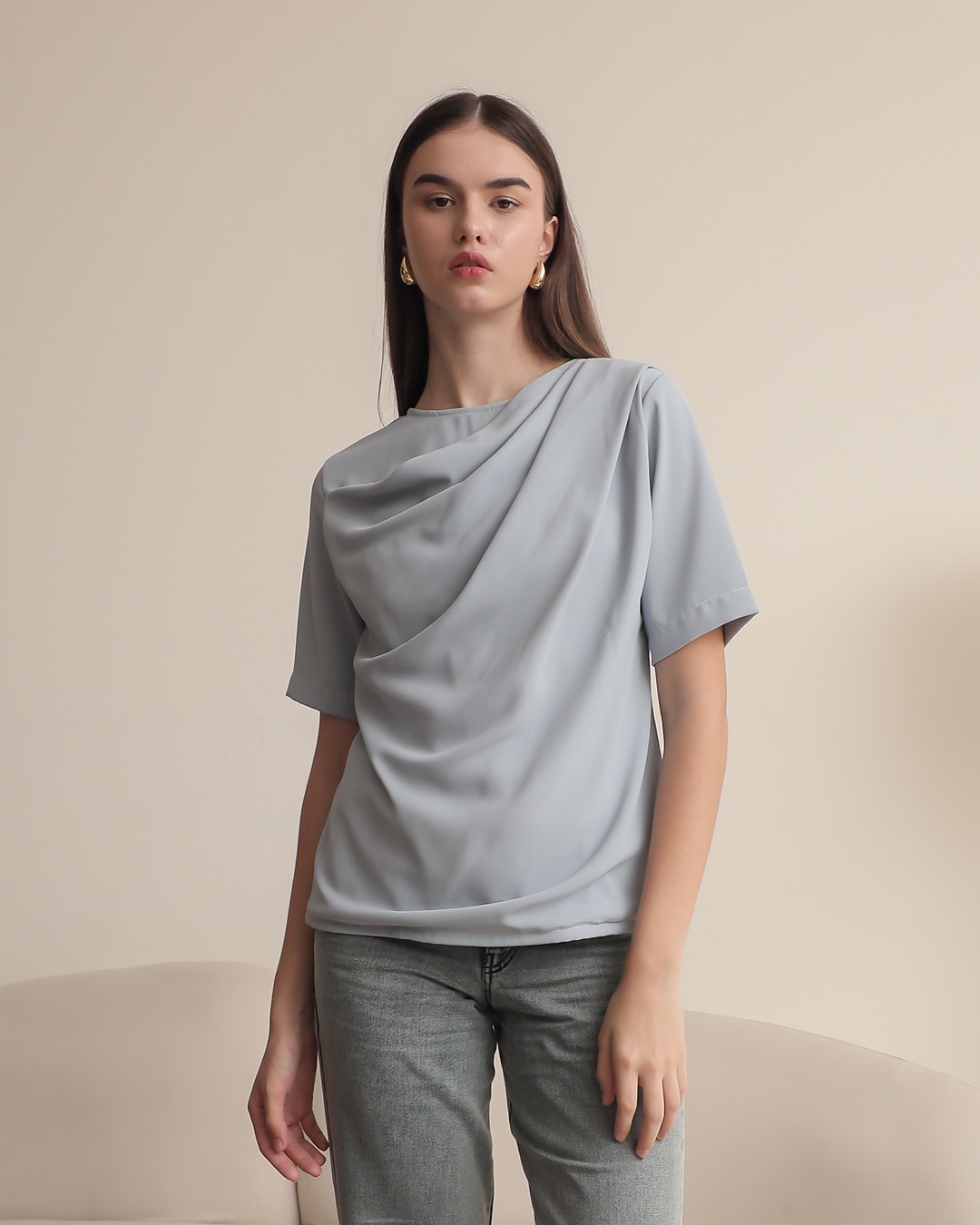 [Tutuloph] Tiffa Blouse | Short Sleeve | Fit Blouse Wanita | Atasan Kasual Wanita Rempel | Casual Fashion Normal Bigsize