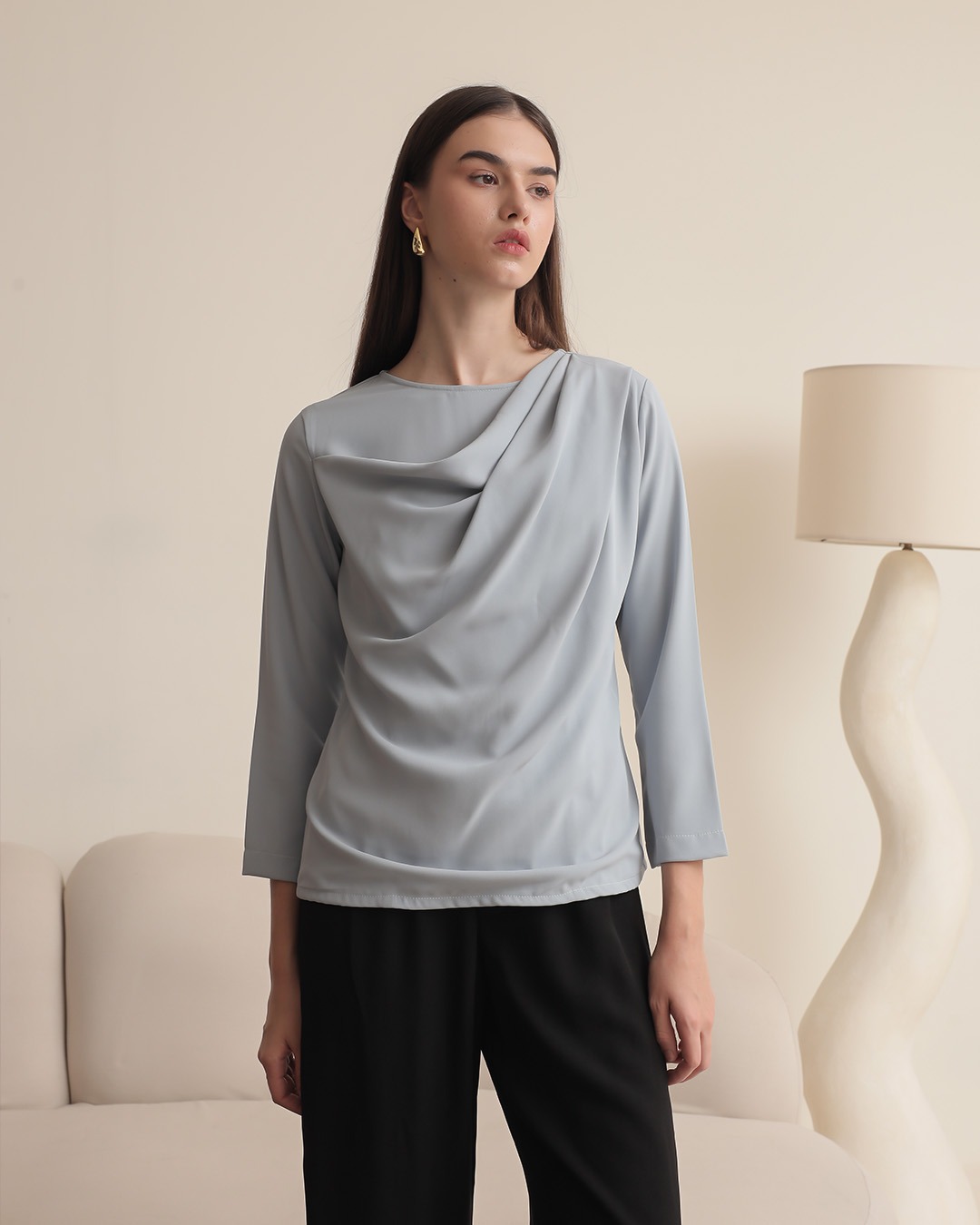 [Tutuloph] Tory Blouse | Long Sleeve | Fit Blouse Wanita | Atasan Kasual Wanita Rempel | Casual Fashion Normal Bigsize