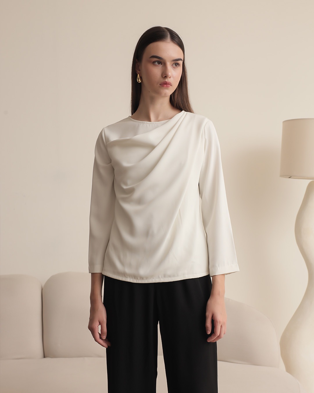 [Tutuloph] Tory Blouse | Long Sleeve | Fit Blouse Wanita | Atasan Kasual Wanita Rempel | Casual Fashion Normal Bigsize