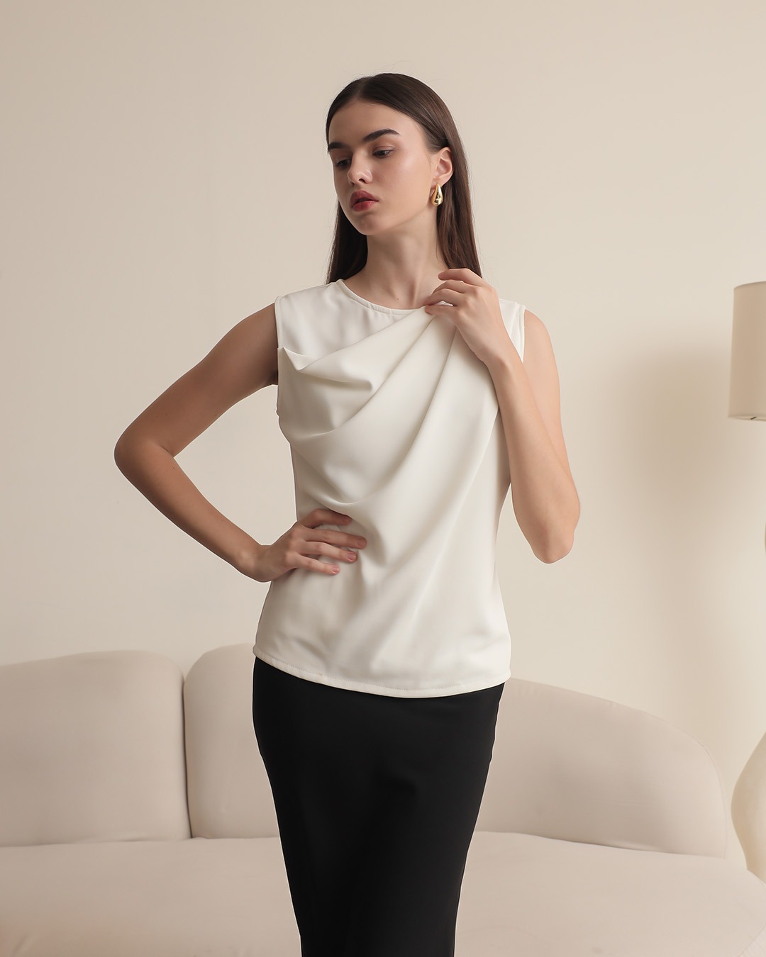 [Tutuloph] Tyra Tanktop | Sleeveless | Fit Blouse Wanita | Atasan Kasual Wanita Rempel | Casual Fashion Normal Bigsize