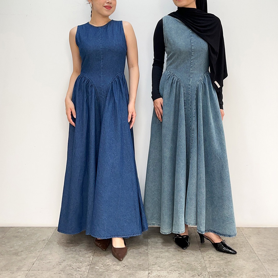 [Tutuloph] Vivian Dress | Dress Wanita Denim Jeans - Denim Collection | Terusan Kasual Dress Navy Casual Fashion Normal Bigsize