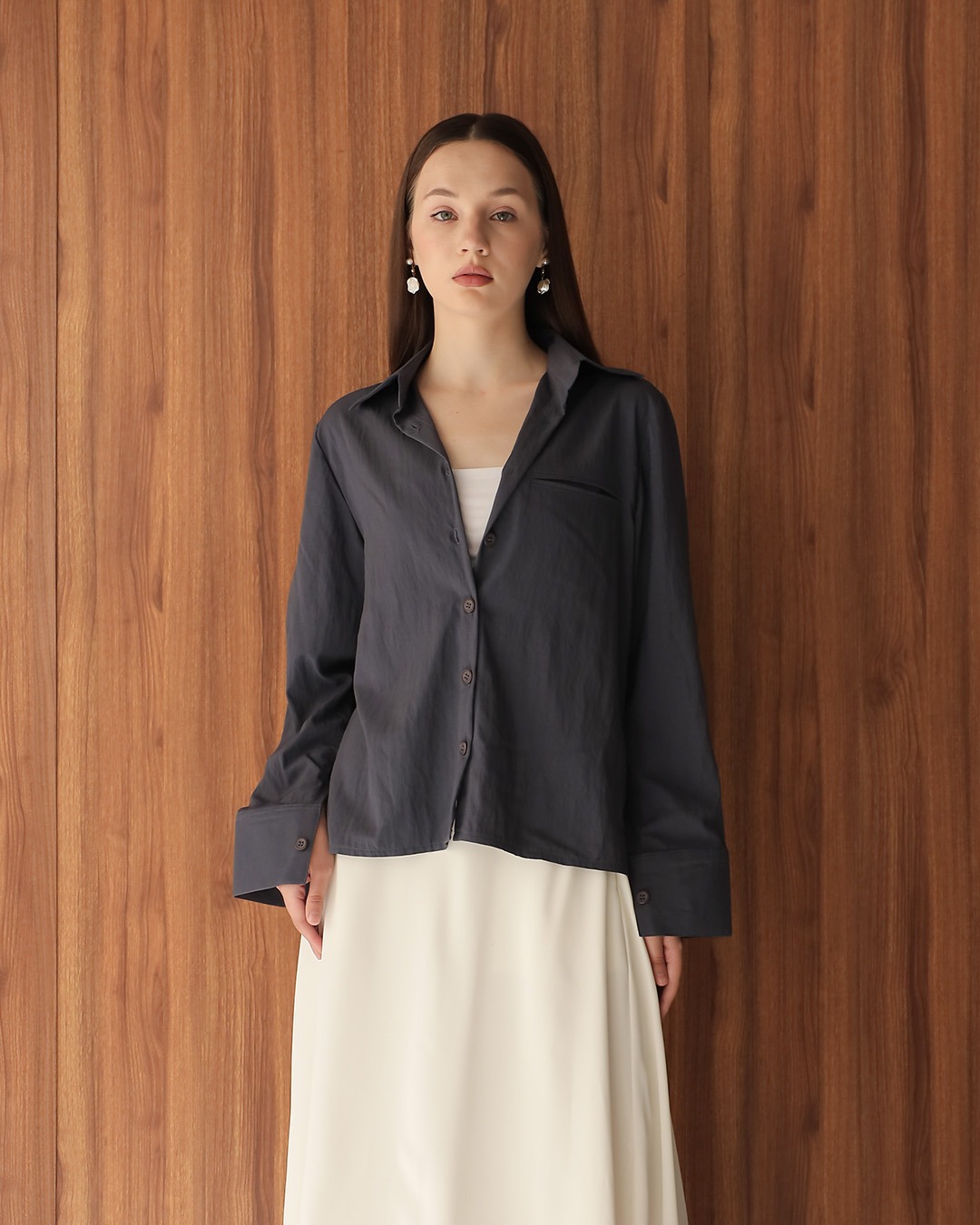 [Tutuloph] Welly Shirt | Kemeja Lengan Panjang Wanita | Atasan Kemeja Casual Fashion Normal Bigsize