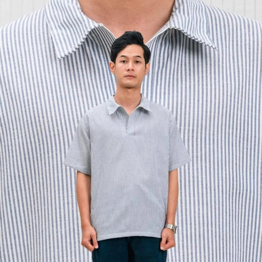 Image of LOCAROM Polo Half Boxy Stripe Shirt | Polo Boxy Stripe | Polo Shirt Salur