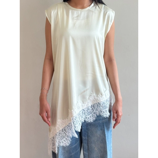 Image of Alba Satin Lace by Dielle Official / Lace Top / Layering Lace Skirt