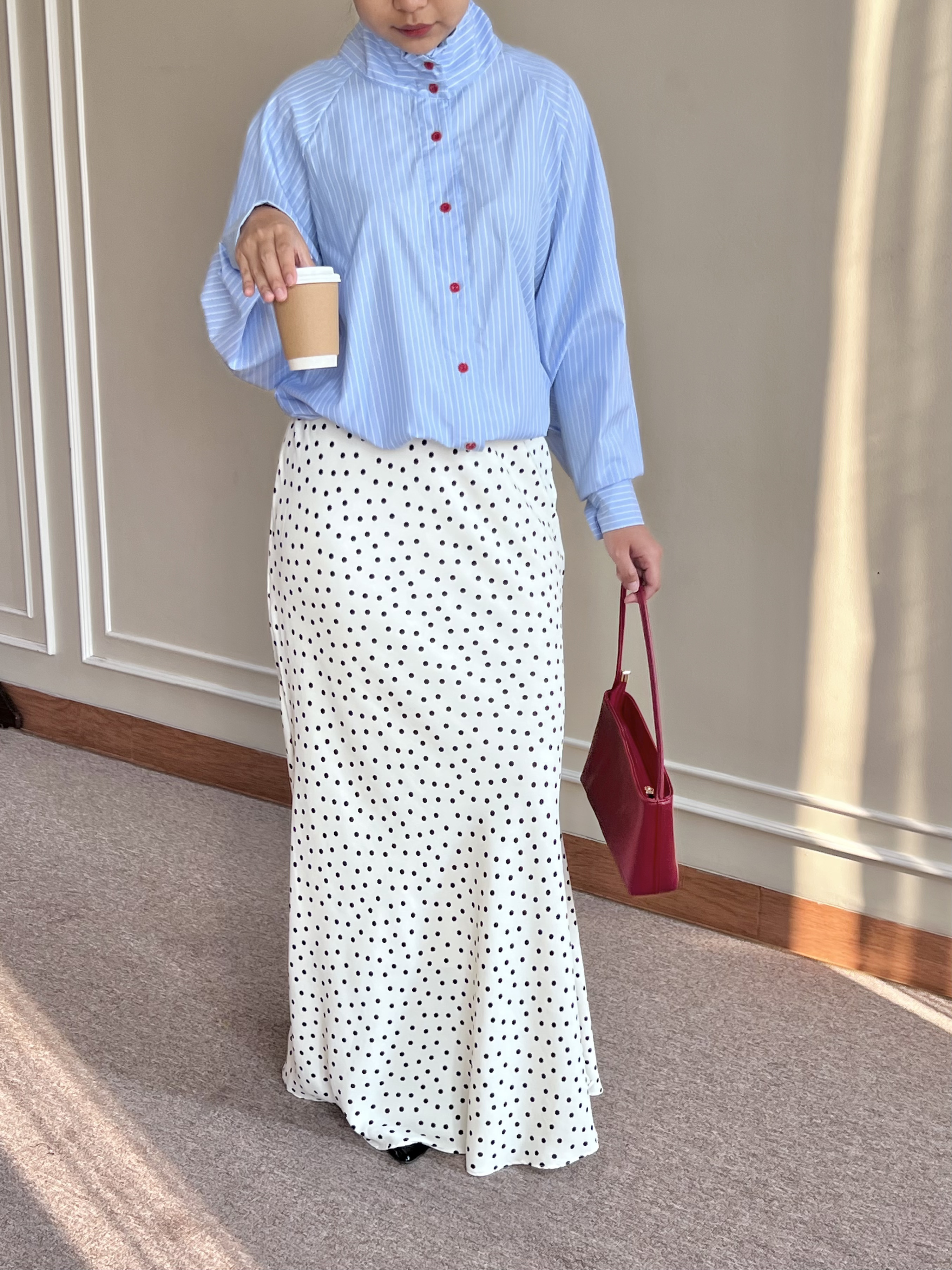 Olivia Polka Skirt by Dielle Official / Flare Skirt / Aesthetic Skirt / Polkadot Skirt