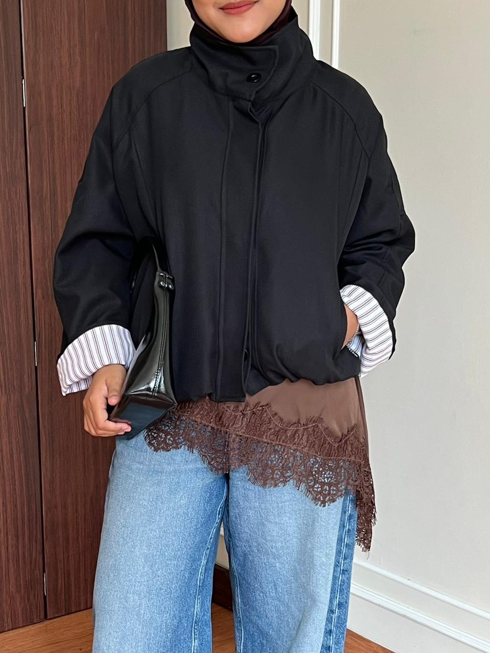 Rhea Jacket by Dielle Official | highneck jacket | funnel neck jacket | pinterest jacket