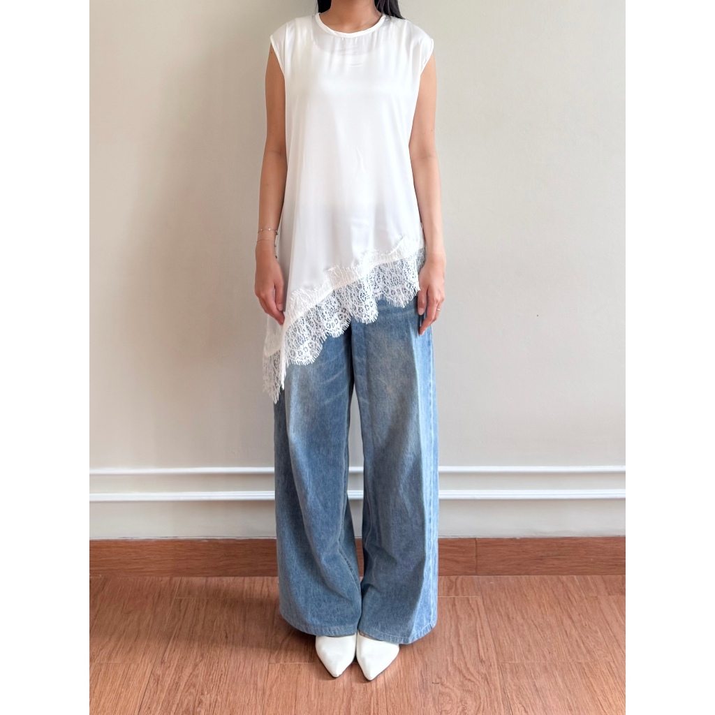 Alba Satin Lace by Dielle Official / Lace Top / Layering Lace Skirt