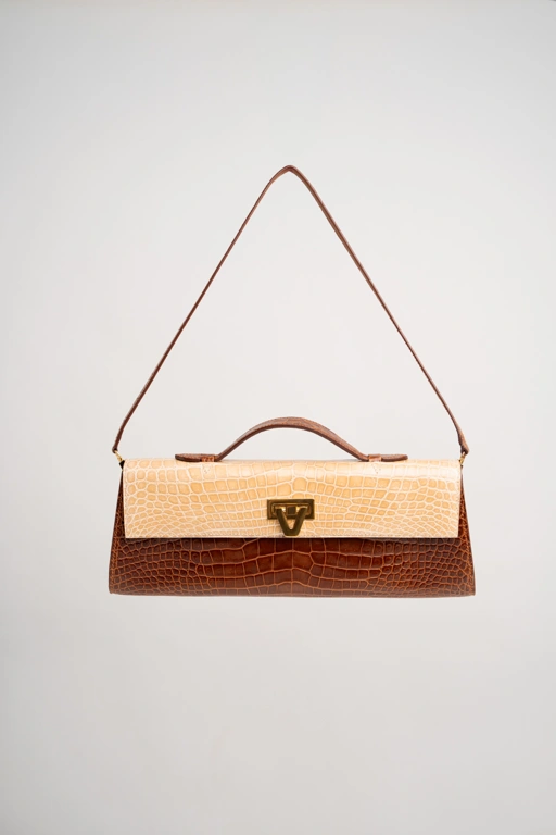 Image of Davi Bag Exotic Crocodile Chocolate Two Tone - PRE-ORDER STARTS SHIPPING FEBRUARY 2026