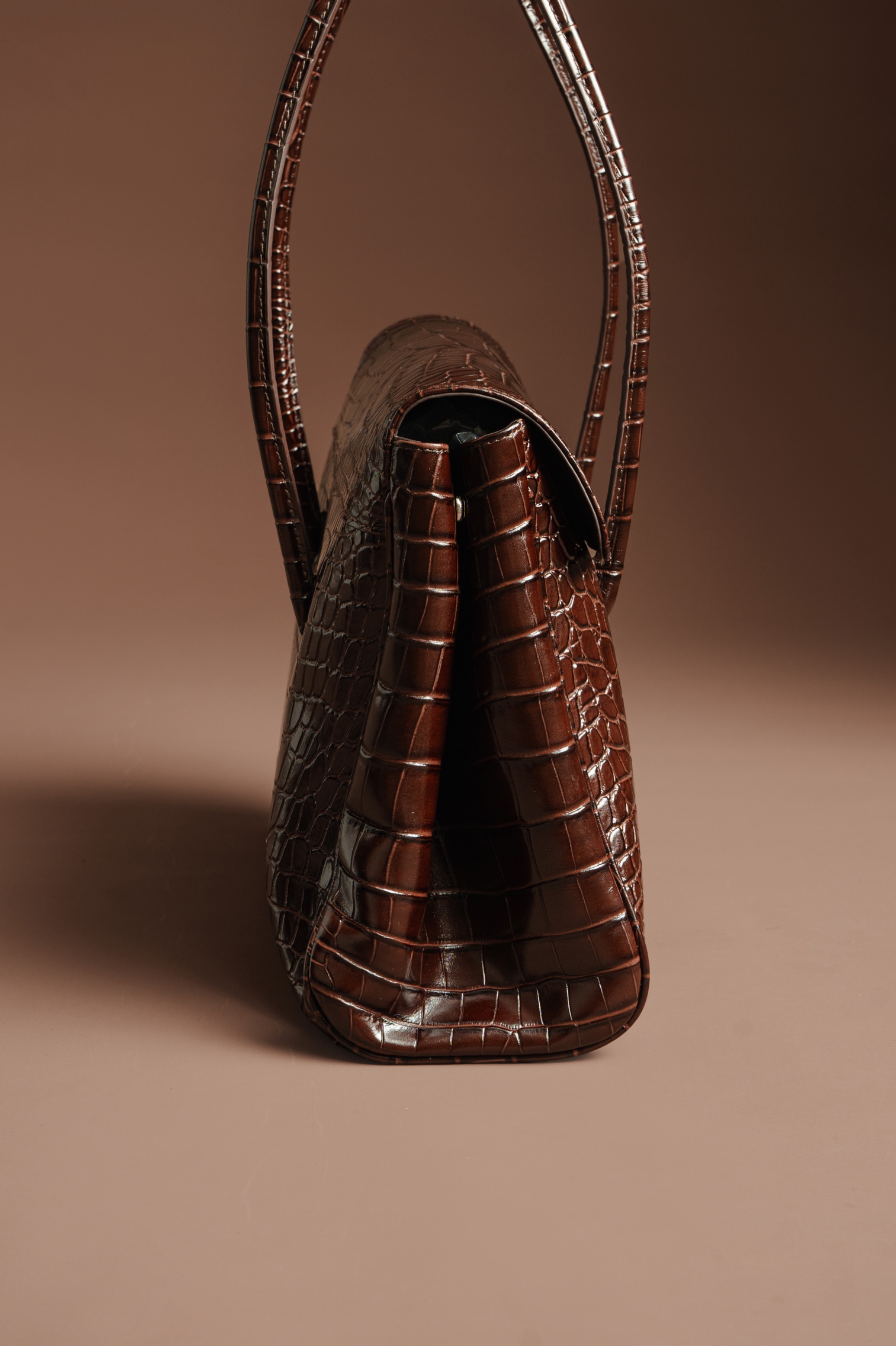 PO Cosmo Bag Chocolate Noir Crocodile Stamp - Shipping Start End of October