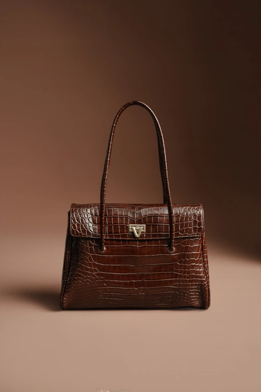 PO Cosmo Bag Chocolate Noir Crocodile Stamp - Shipping Start End of October