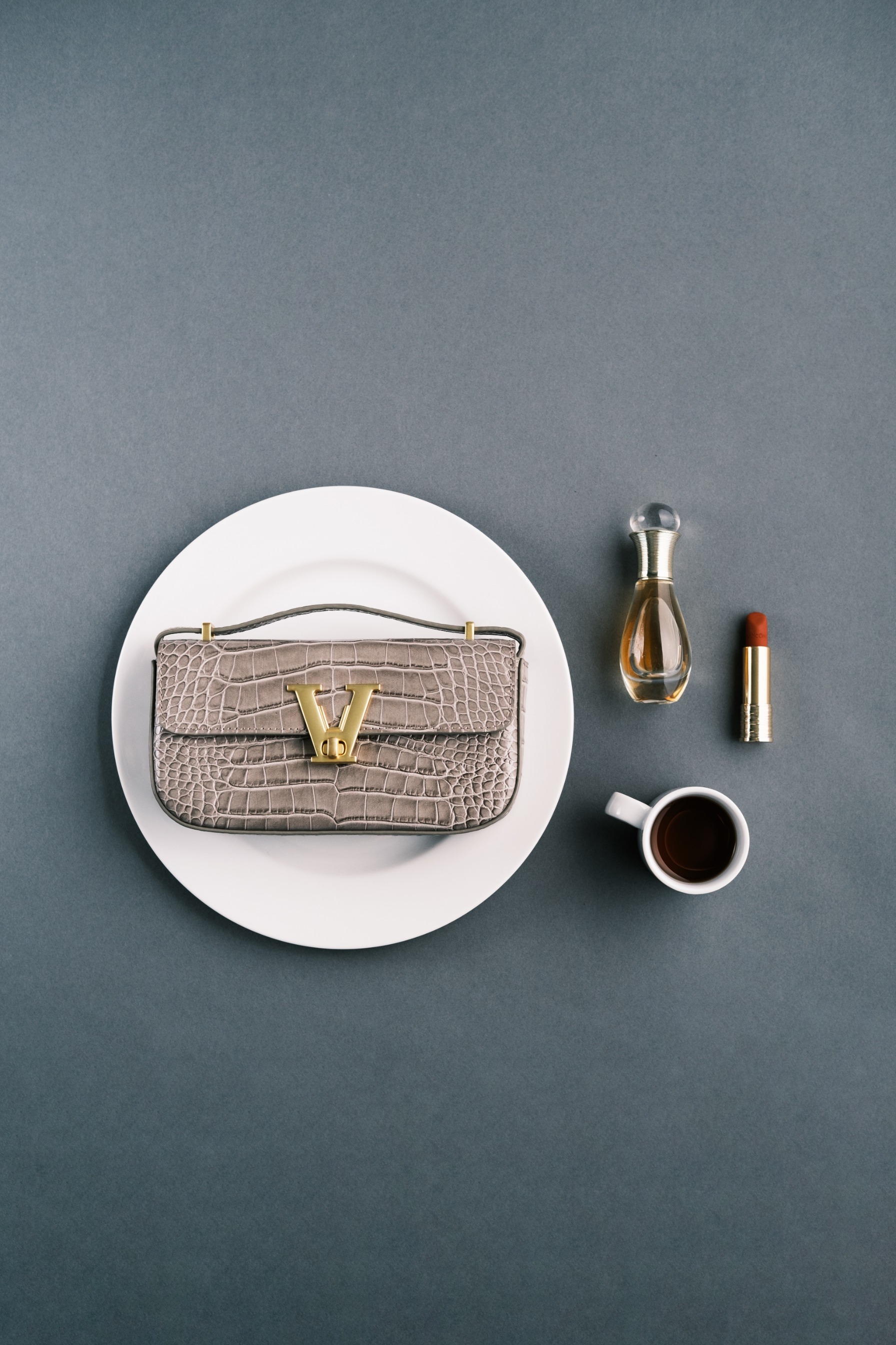 Mini Grey Moonstone Croco Bag