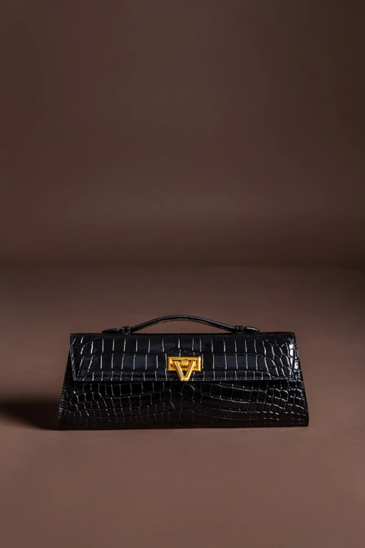 Image of PO Davi Bag Noir Black Crocodile Stamp - Start Shipping August 2026