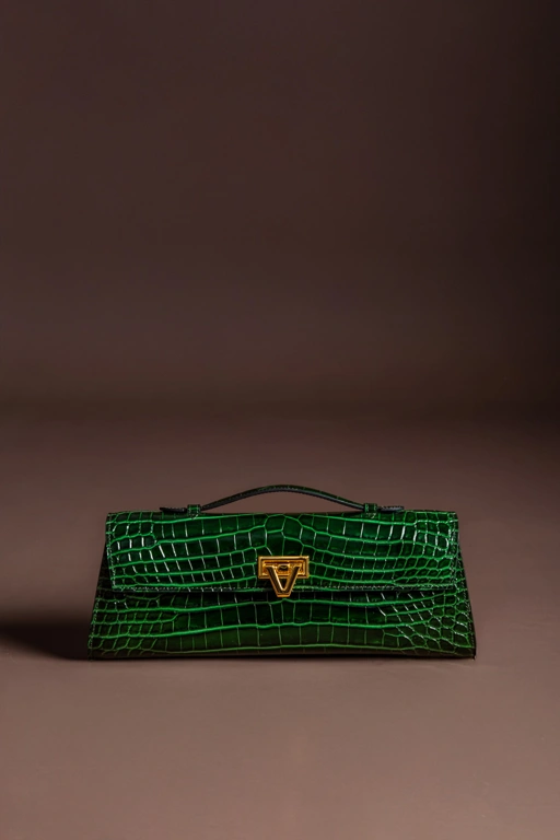 Image of Davi Bag Pine Forest Crocodile Stamp GOLD Hardware - READY STOCK