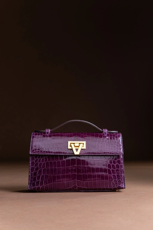 Image of PO The Luxury Exotic Heart Bag - Berry Crocodile Start Shipping November 2025