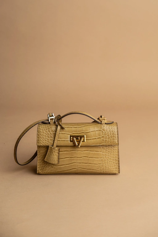Image of READY STOCK Heart Bag Camel Crocodile Stamp 