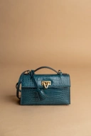 READY Heart Bag Teal Blue Crocodile Stamp