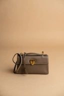 READY STOCK Heart Bag Taupe Swift Gold Buckle