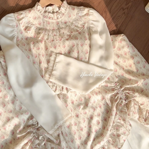 Image of Himeka Vintage - Mariposa Dress (special pattern) - Vintage Dress - Cottagecore Coquette Dress - Floral Dress
