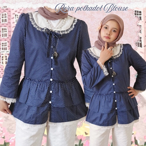 Image of Rora Polkadot Cotton Blouse
