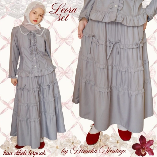 Image of Himeka Vintage | Leora One Set | dijual terpisah - Vintage Blouse - Vintage Skirt - Coquette Blouse - Coquette Skirt - Cottagecore Blouse - Cottagecore Skirt - Plain One Set