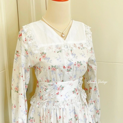 Image of Himeka Vintage - Clarice Dress - Vintage Dress - Cottagecore Coquette Dress - Fairy Dress - Floral Dress