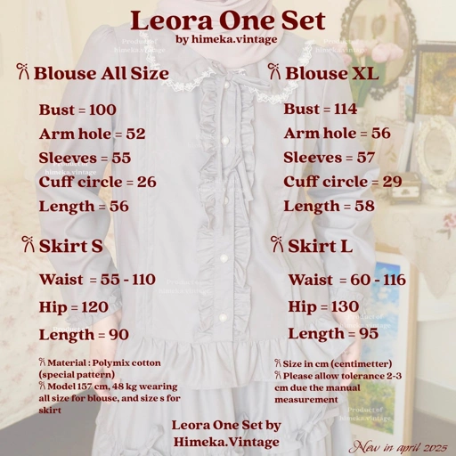 Image of Himeka Vintage | Leora One Set | dijual terpisah - Vintage Blouse - Vintage Skirt - Coquette Blouse - Coquette Skirt - Cottagecore Blouse - Cottagecore Skirt - Plain One Set