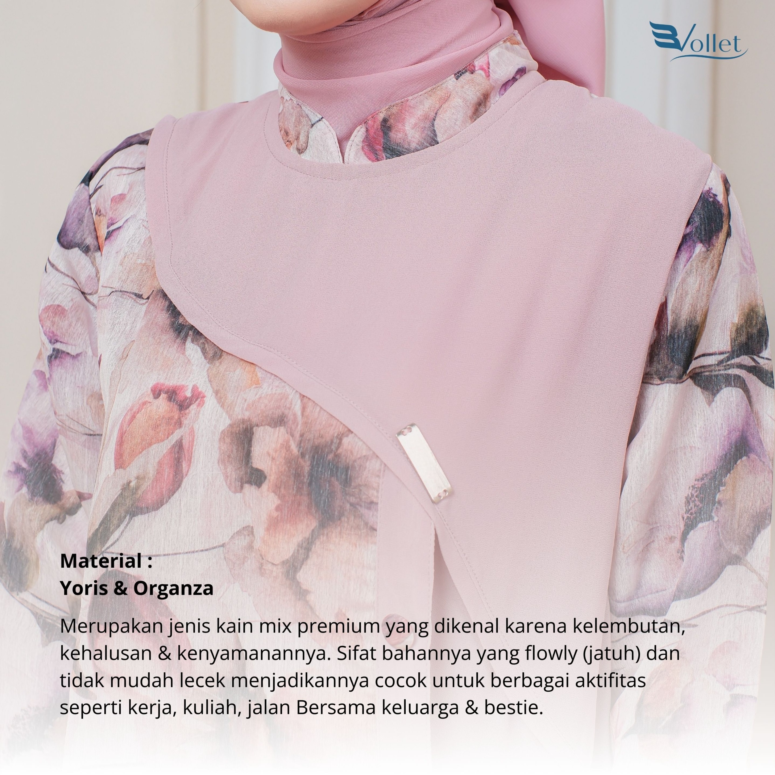 EVOLLET | SIVINNA DRESS [GAMIS ONLY] - Gamis Terkini, Motif Bunga, Anggun Menawan