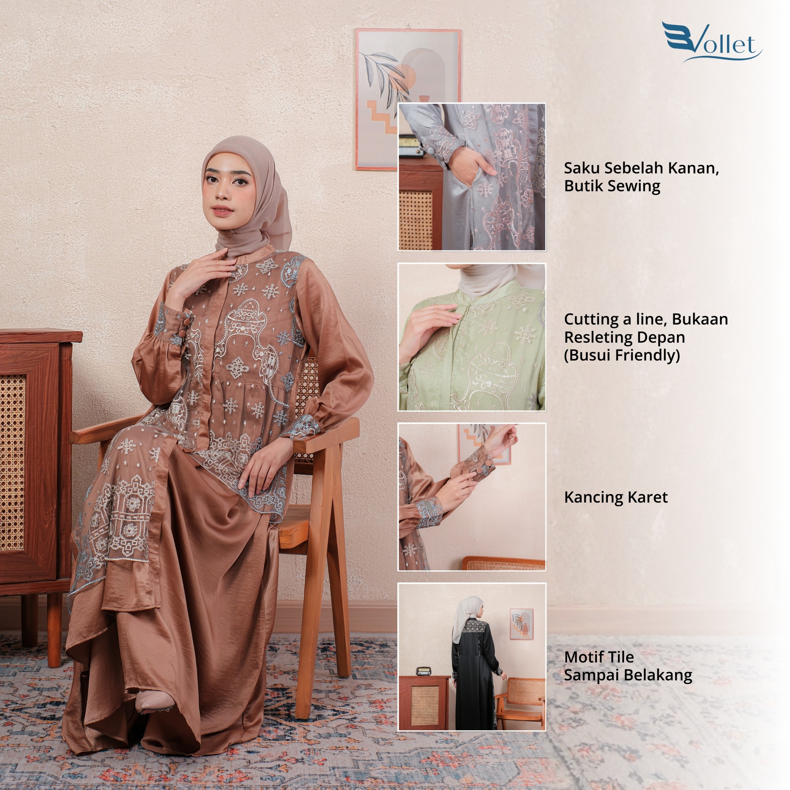 EVOLLET | SYNCI DRESS [GAMIS ONLY] – Gamis Terkini, Brukat, Kondangan, Mewah