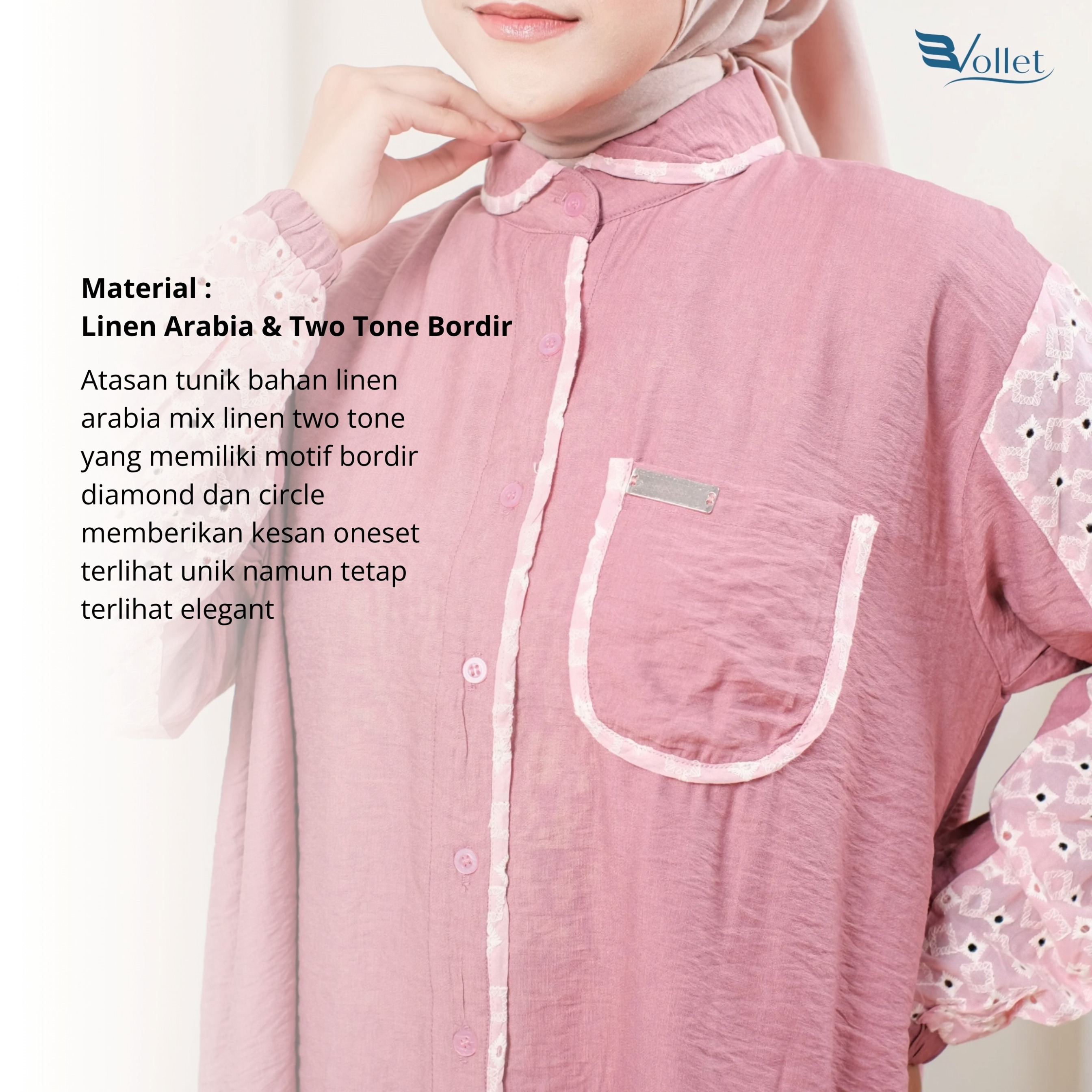 Evollet - (ATASAN ONLY) Cellina Tunik Atasan Wanita Bahan Linen Terkini