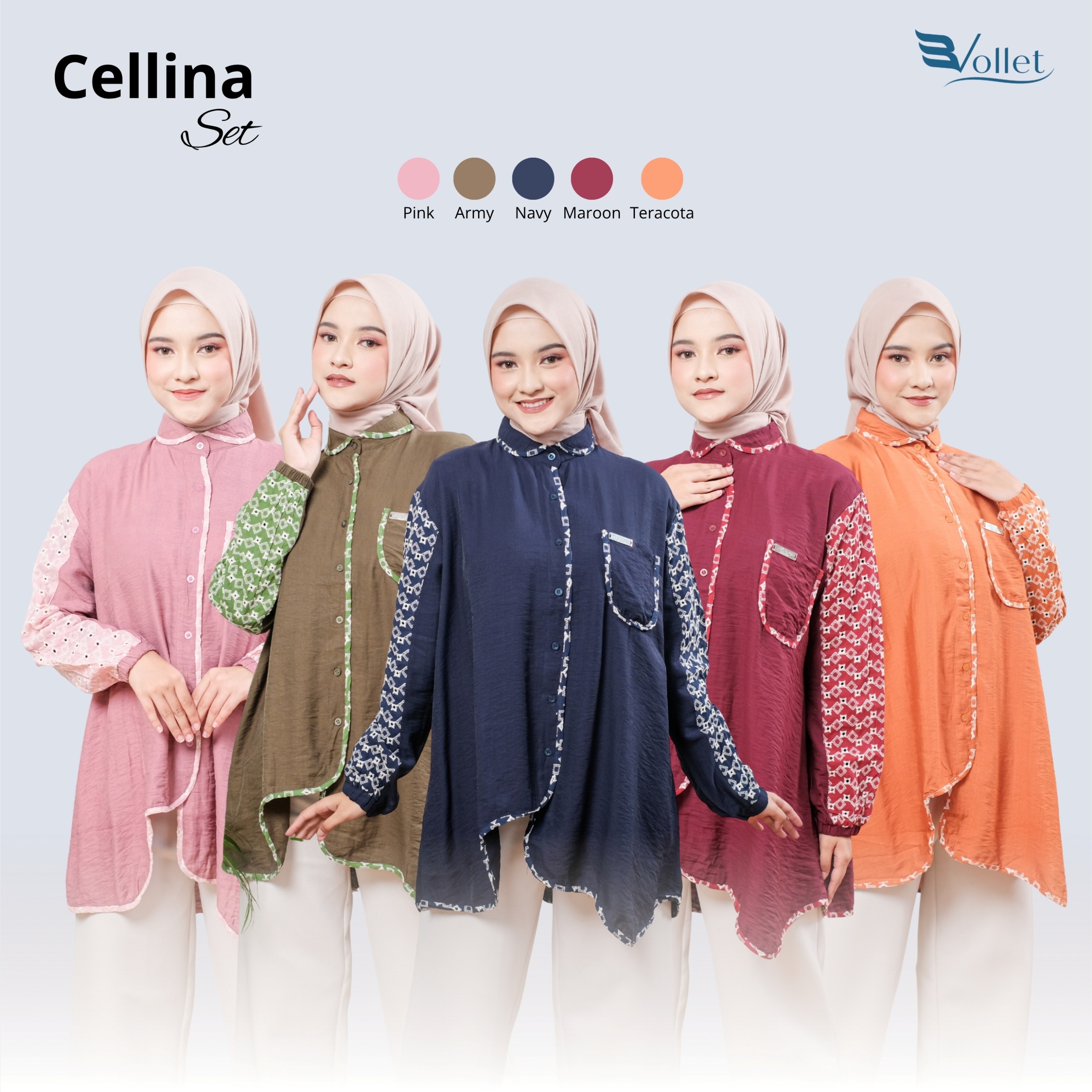 Evollet - (ATASAN ONLY) Cellina Tunik Atasan Wanita Bahan Linen Terkini