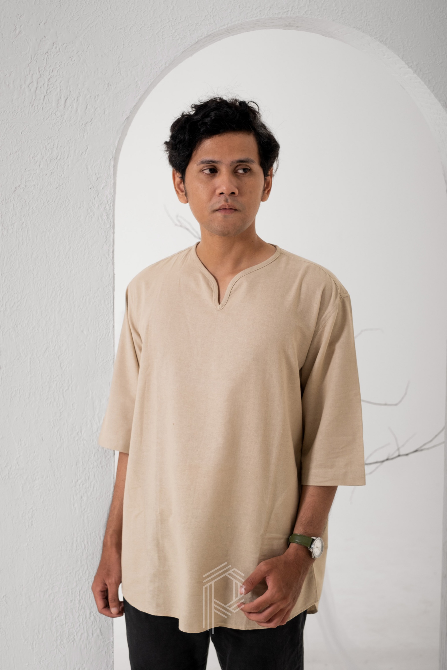 Kemeja Koko Atharwa - Krem