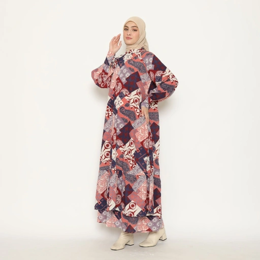 Image of Elbise Hilya Dress Motif Etnik Busui Friendly