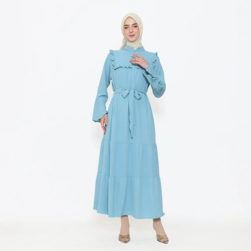 Image of Elbise Adeeva Dress Motif Arflow Aksen Simple Friendly Busui Resleting