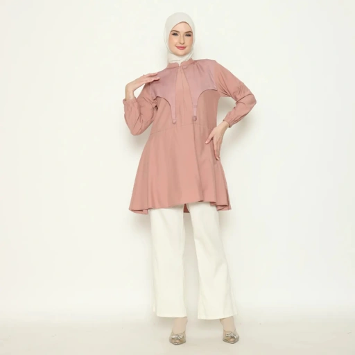 Image of Elbise Ghania Blouse Desain Rimple Lembut Adem Bahan Cotton Silk Busui Friendly Office Outfit