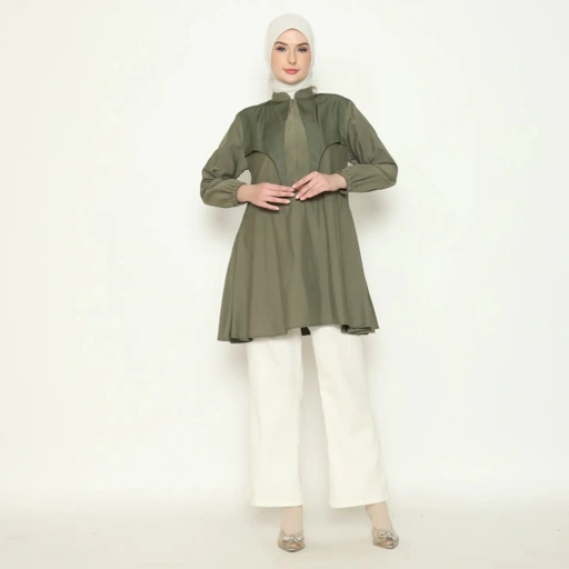 Image of Elbise Ghania Blouse Desain Rimple Lembut Adem Bahan Cotton Silk Busui Friendly Office Outfit