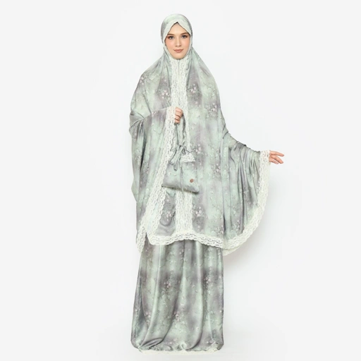 Image of Elbise Khalisa PrayerSet - Mukena Ibadah Soft Lace / Mukena Set Jumbo Resleting Hantaran