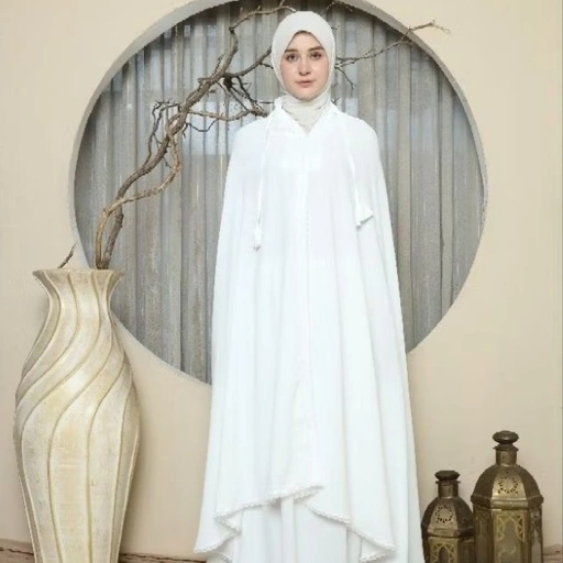 Image of Elbise Beyza Prayerset - Mukena Simple Putih Jumbo / Mukena Set Renda Kecil Polos Anggun