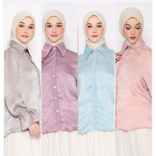 Image of Elbise Faiza Top Santorini Silk Luxury  Lembut Nyaman Warna Pastel Desain Simple Bagian Belakang Lebih Panjang
