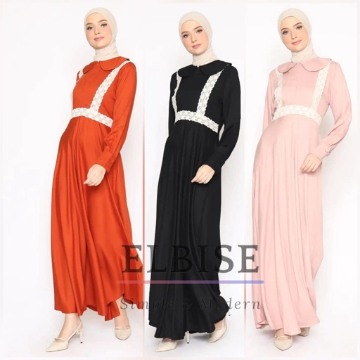 Image of Emily Dress - Terracotta /Dress Rayon Twill Premium /dress cantik /Dress Renda Lace / Dress Korea / Outfit Lebaran / Gamis Lebaran