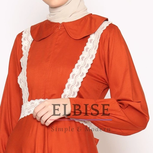 Image of Emily Dress - Terracotta /Dress Rayon Twill Premium /dress cantik /Dress Renda Lace / Dress Korea / Outfit Lebaran / Gamis Lebaran