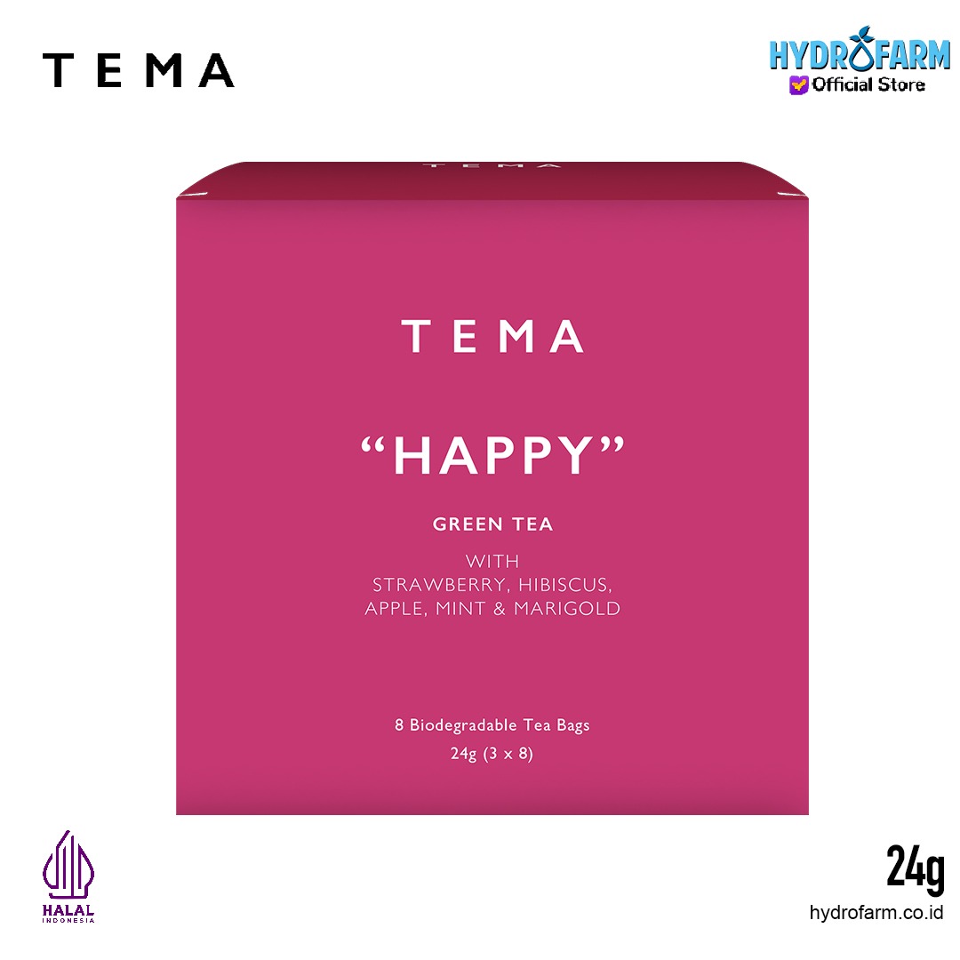 Tema - Tea Bags Happy / Green Tea with Strawberry / Teh Hjiau Dengan Strawberry