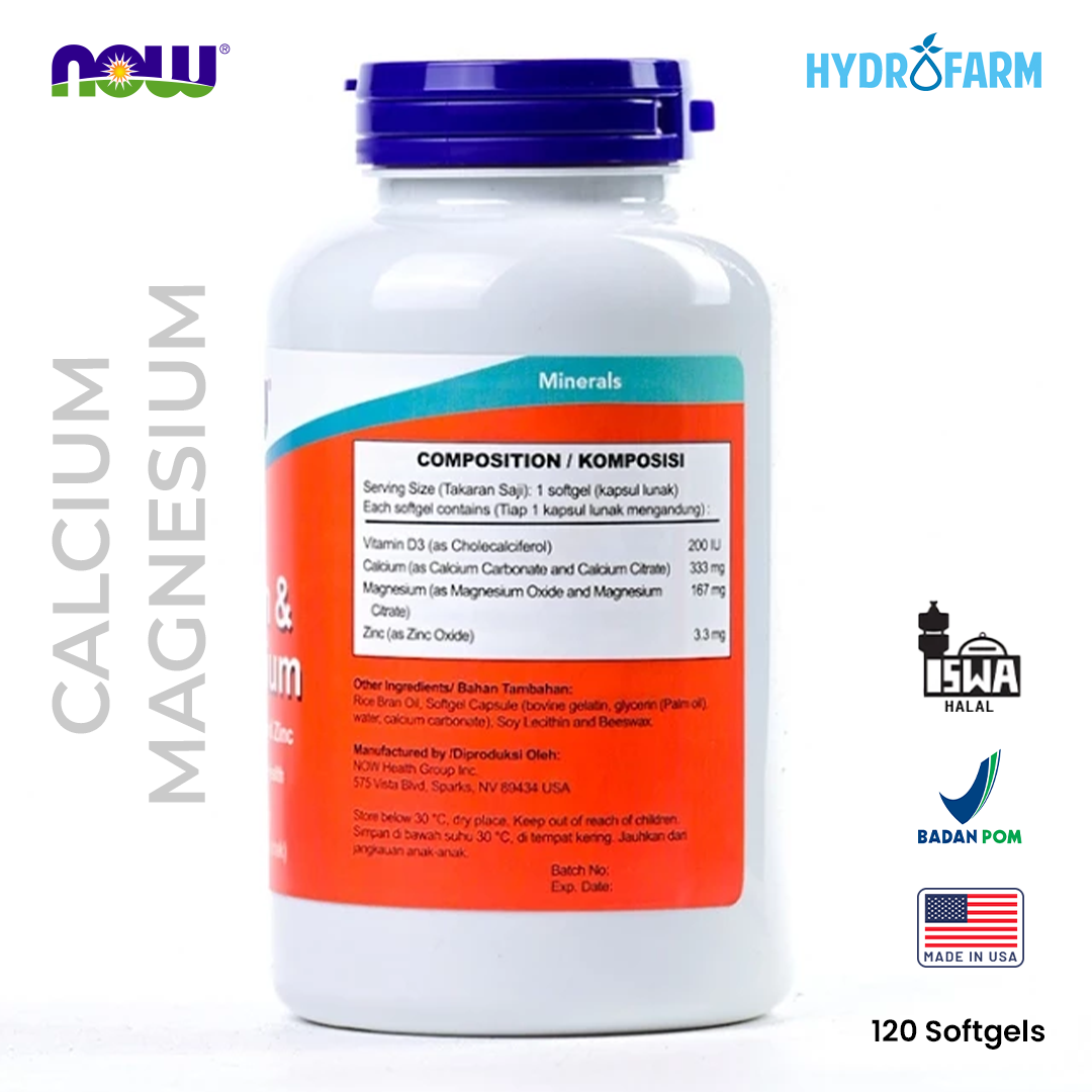 Now - Calcium Magnesium with Vitamin D3 and Zinc 120 Softgels