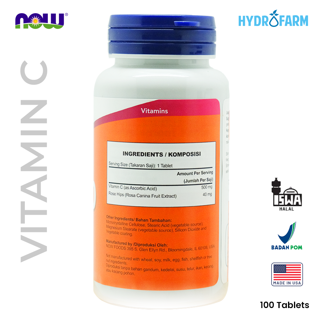 Now - Vitamin C-500 With Rose Hips 100 Tablets