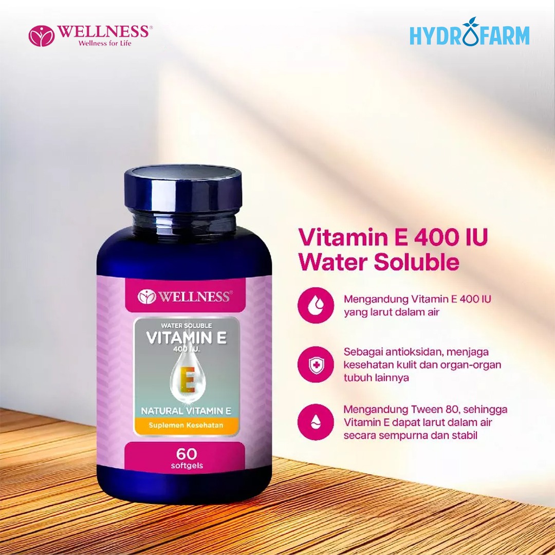 Wellness Natural Vitamin E 400 IU Water Soluble Bundle Promo Paket Buy1Get1 (60 Softgels)