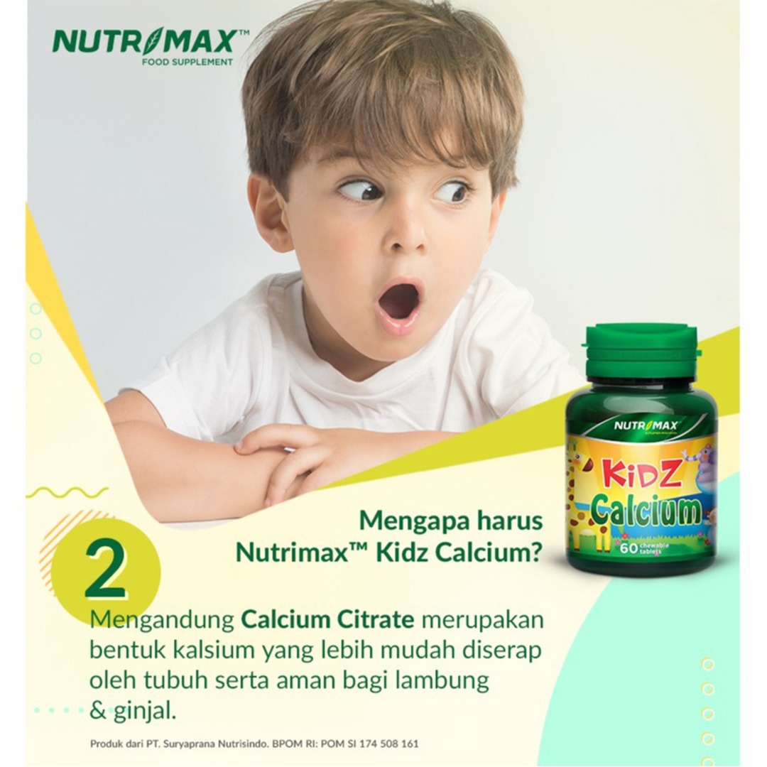 Nutrimax - Kidz Calcium Complex / Suolemen Kesehatan Kalsium Anak (Tablet Kunyah)