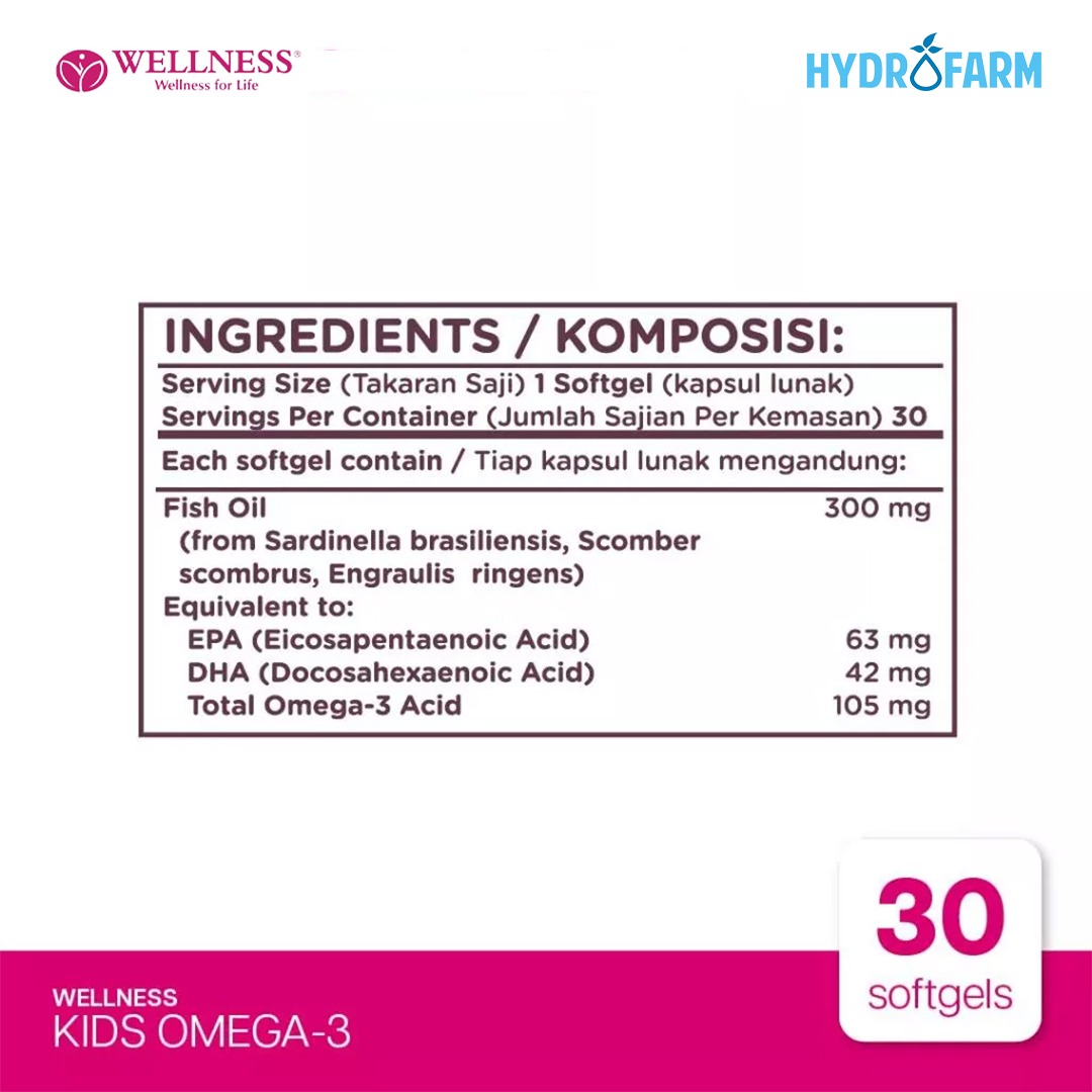 Wellness - Kids Omega - 3 / Suplemen Vitamin Anak Omega - 3 (30 softgel)