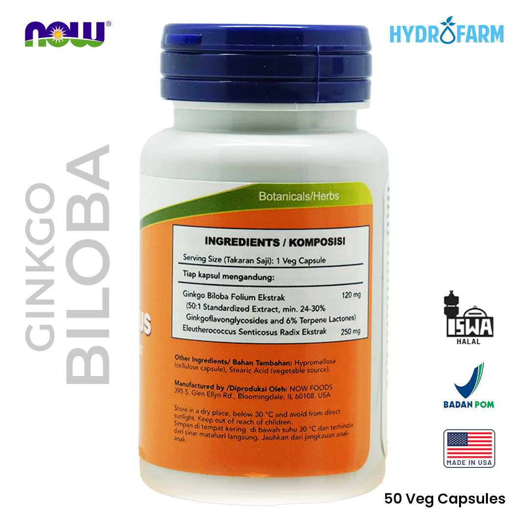 Now - Ginkgo Biloba 120mg 50 Capsules