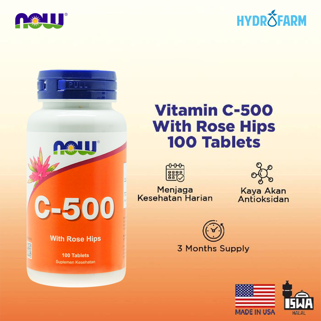 Now - Vitamin C-500 With Rose Hips 100 Tablets