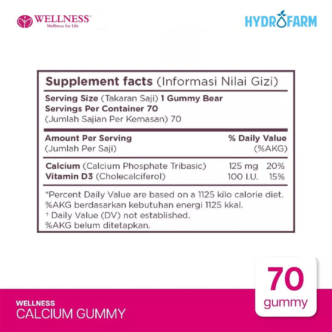 Wellness - Calcium Gummy / Suplemen Kesehatan Kalsium Anak Gummy (70 Tablet)
