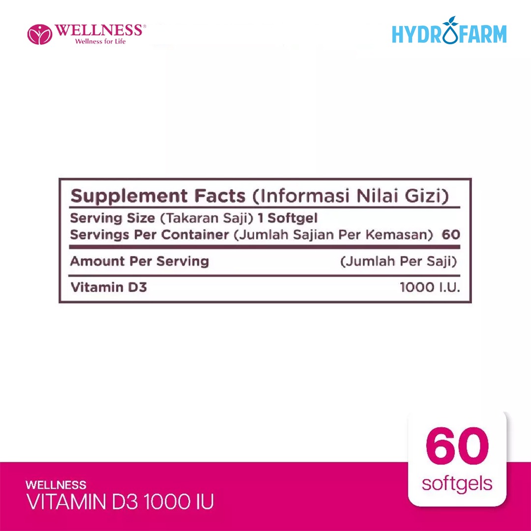 Wellness - Vitamin D3 1000 IU (60 Softgels)
